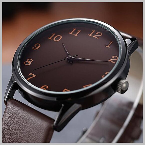 NUOVO Men Watche Men Arabic Number Watche White Watche Claic , Brown - Picture 3 of 5